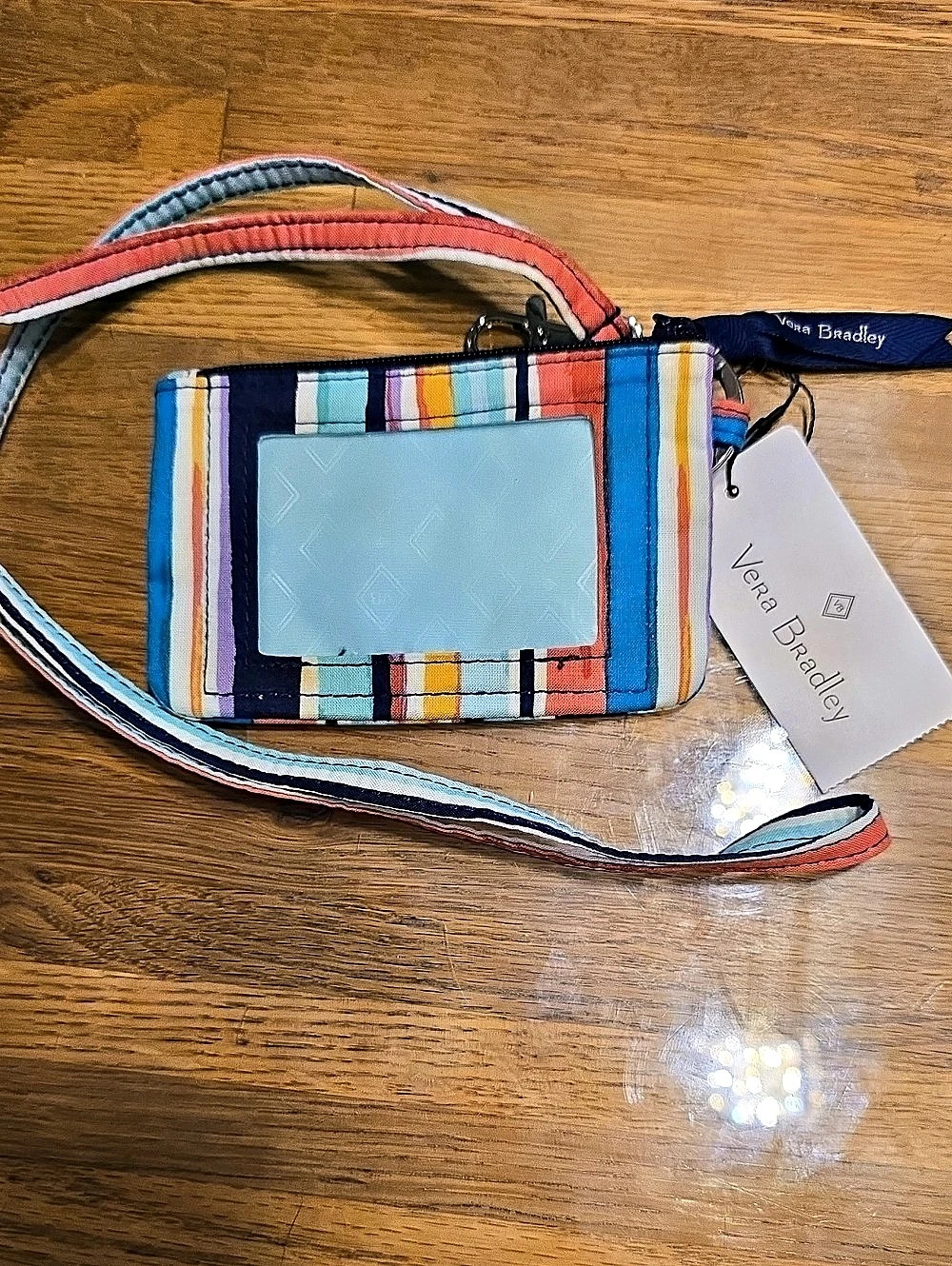 Vera Bradley Zip ID & Lanyard Striped Crossbody Bag Blue